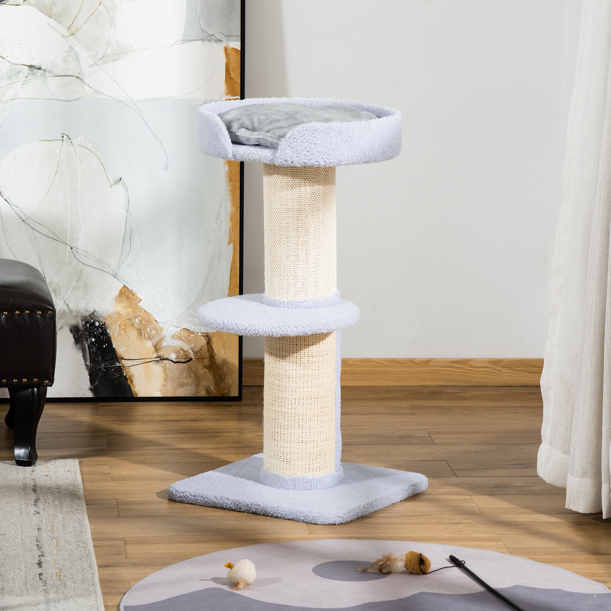 Cat Tree Tower with Sisal Scratching Post and Bed - 36" Light Blue-Cats-DECOROLALA