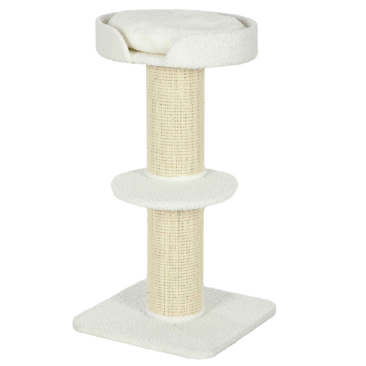 Cat Tree Tower with Sisal Scratching Post and Bed - Cream White-Cats-DECOROLALA