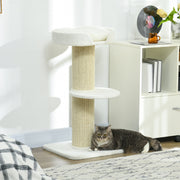 Cat Tree Tower with Sisal Scratching Post and Bed - Cream White-Cats-DECOROLALA