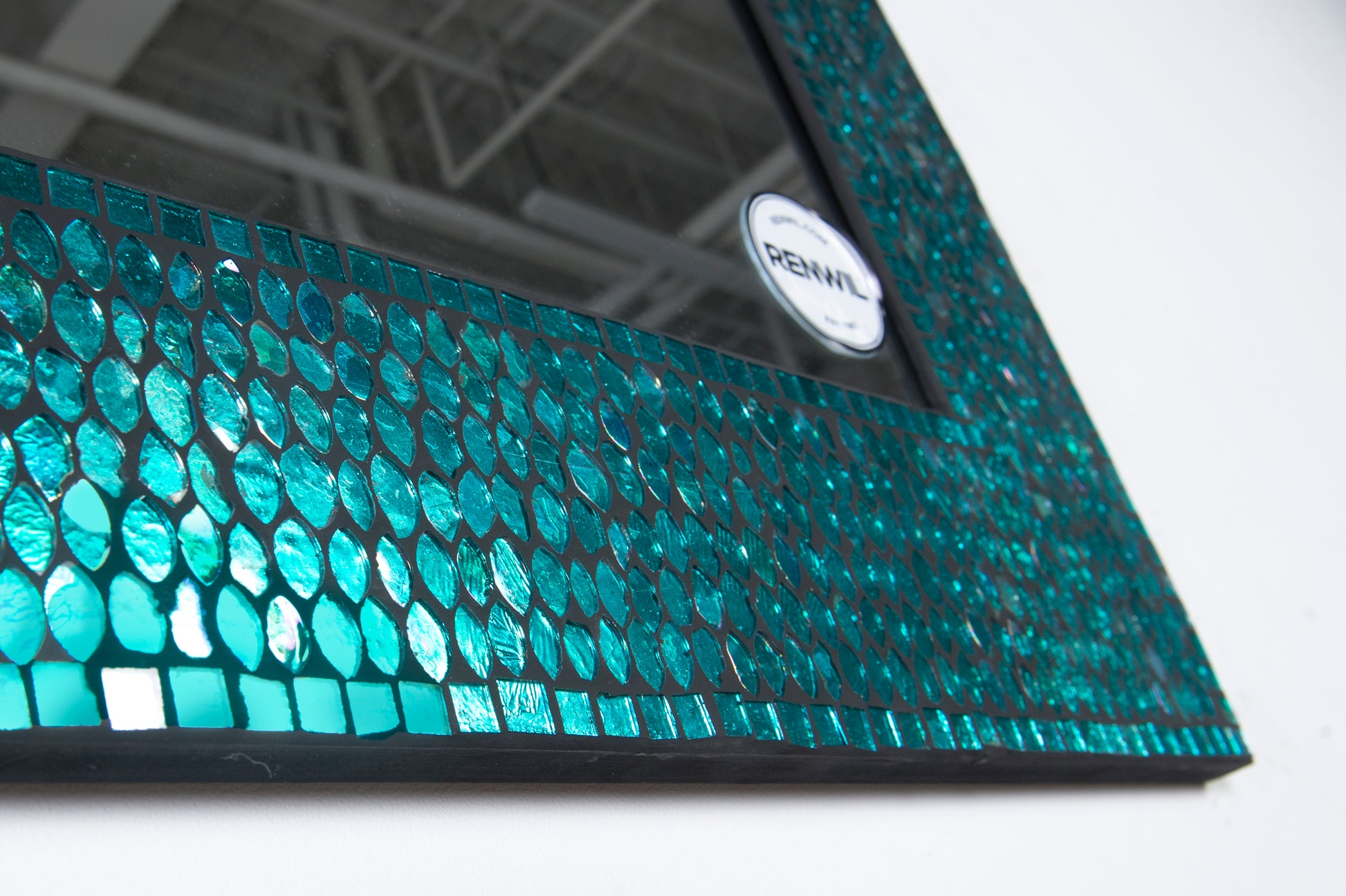 Catarina 23" Tall Rectangle Wall Mirror, Blue-Mirror-DECOROLALA