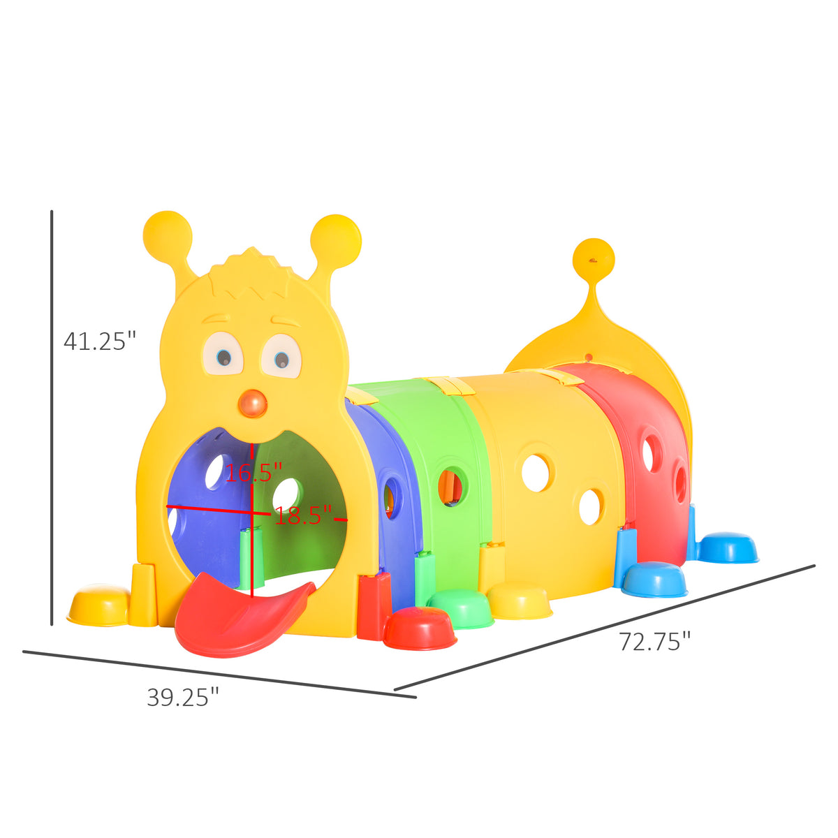 Caterpillar Design Tunnel for Kids to Crawl Through, for 3-6 Years, Multicolour-Toys & Games > Kids Outdoor Play > Children'sÂ PlayÂ Tunnels-DECOROLALA