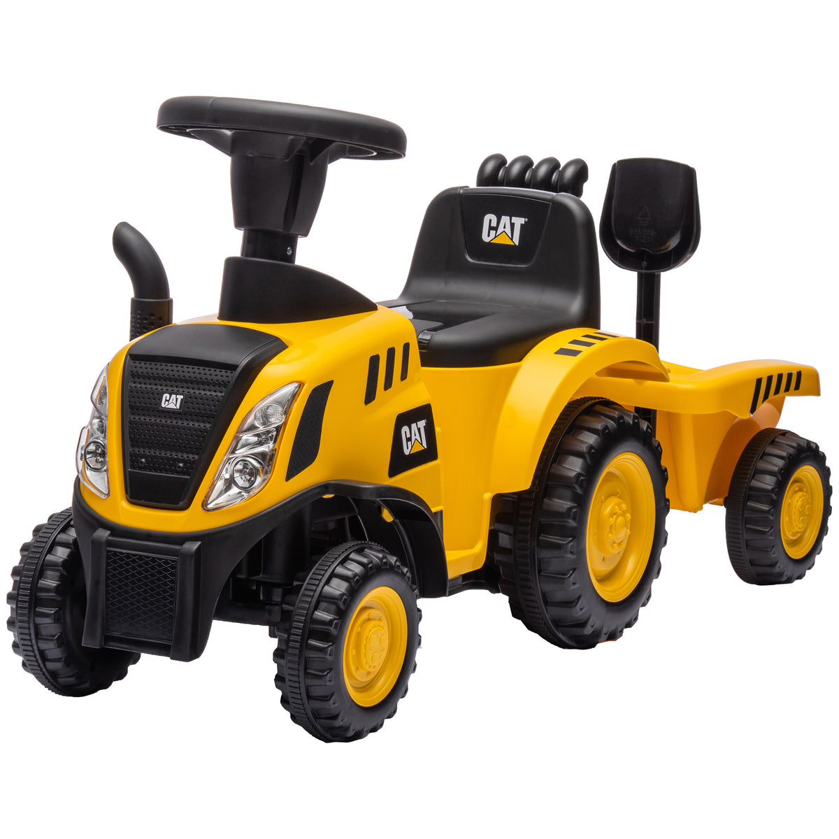 Caterpillar Licensed No Power Ride On Tractor with Shovel, Trailer-Toys & Games > Baby & Toddler Toys > Riding & Rocking Toys > Toy Excavators-DECOROLALA