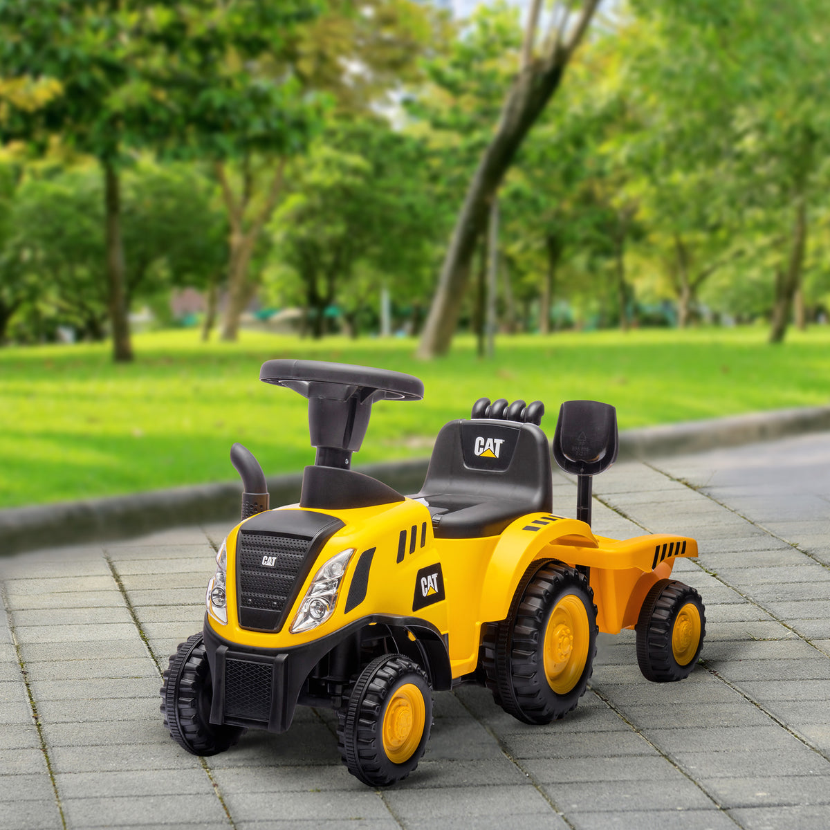 Caterpillar Licensed No Power Ride On Tractor with Shovel, Trailer-Toys & Games > Baby & Toddler Toys > Riding & Rocking Toys > Toy Excavators-DECOROLALA