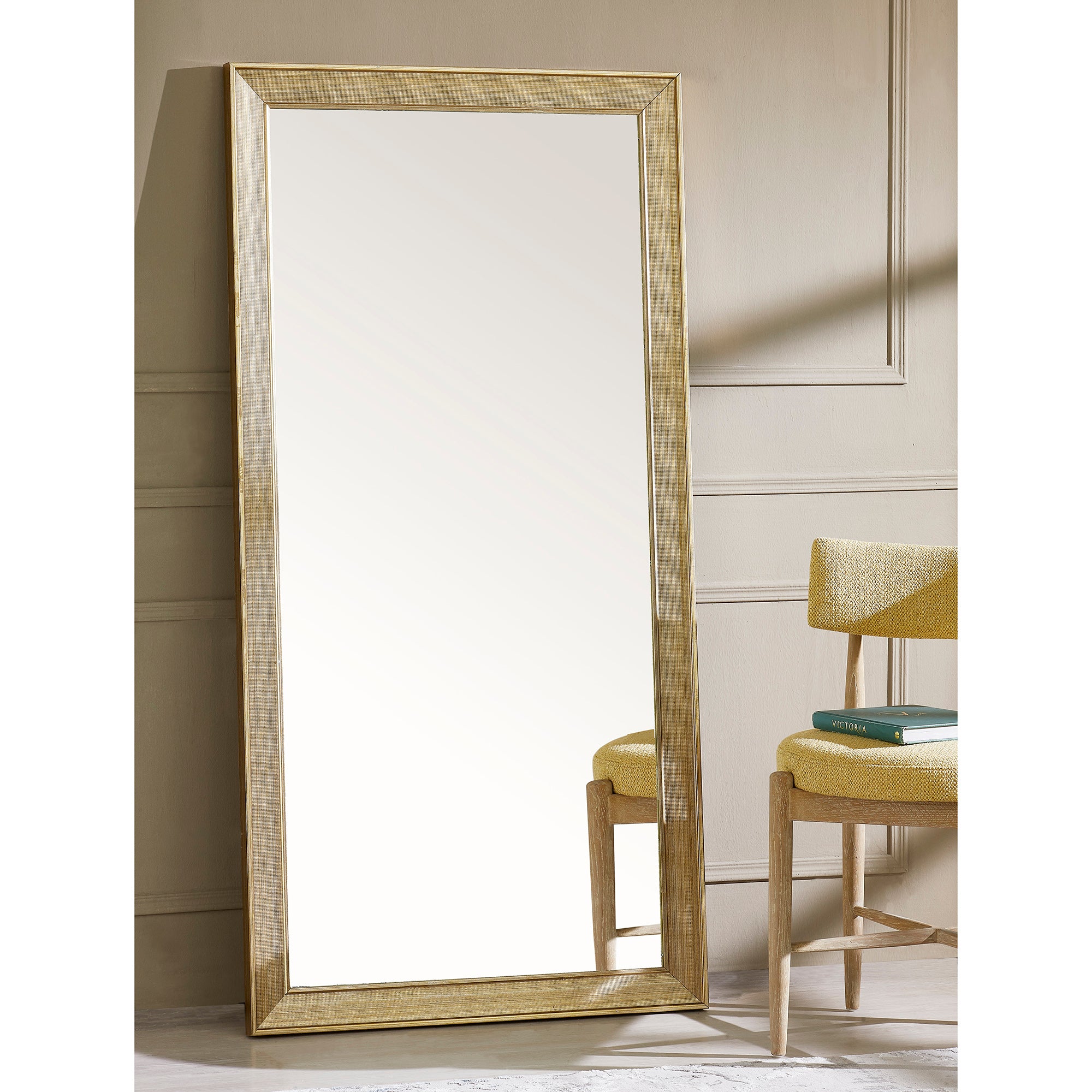 Cathcart 60" Tall Rectangle Wall Mirror, Yellow-Mirror-DECOROLALA