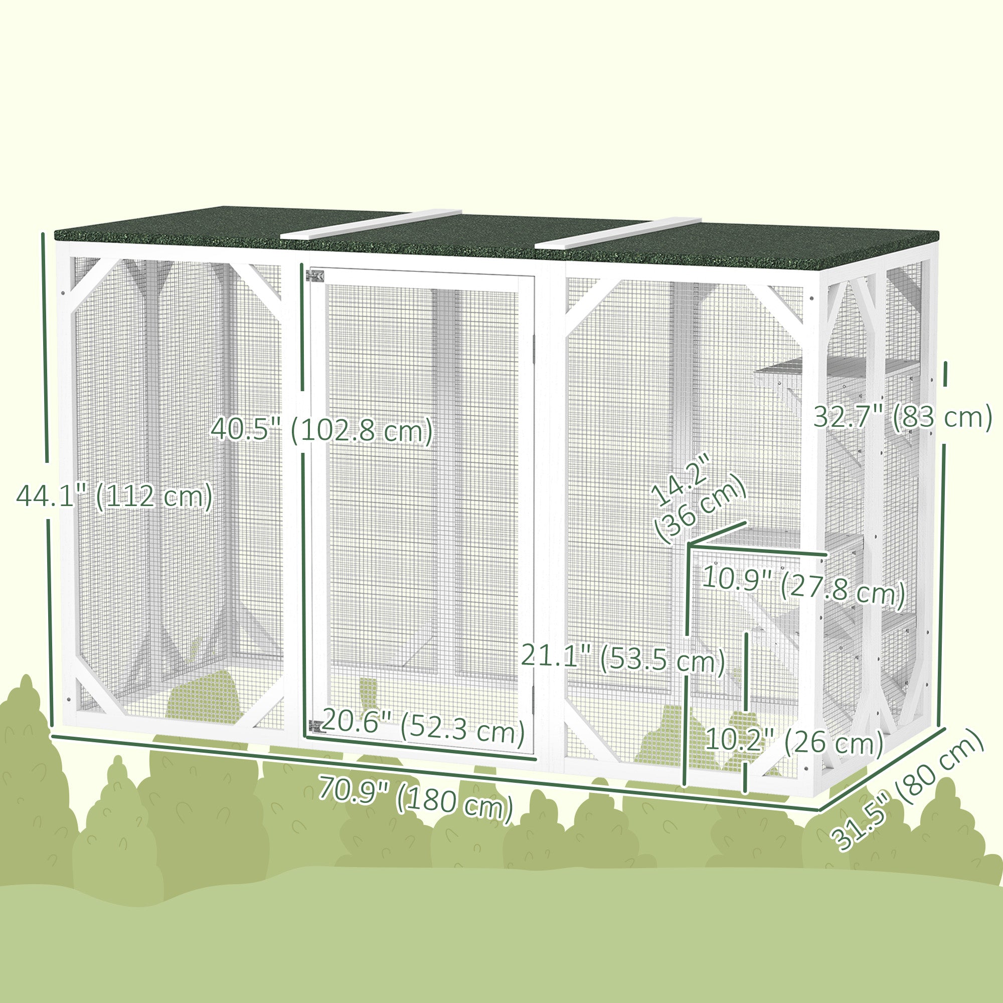 Catio Outdoor Cat Enclosure with Waterproof Roof, Multi-Level Platforms, Lock, White-DECOROLALA