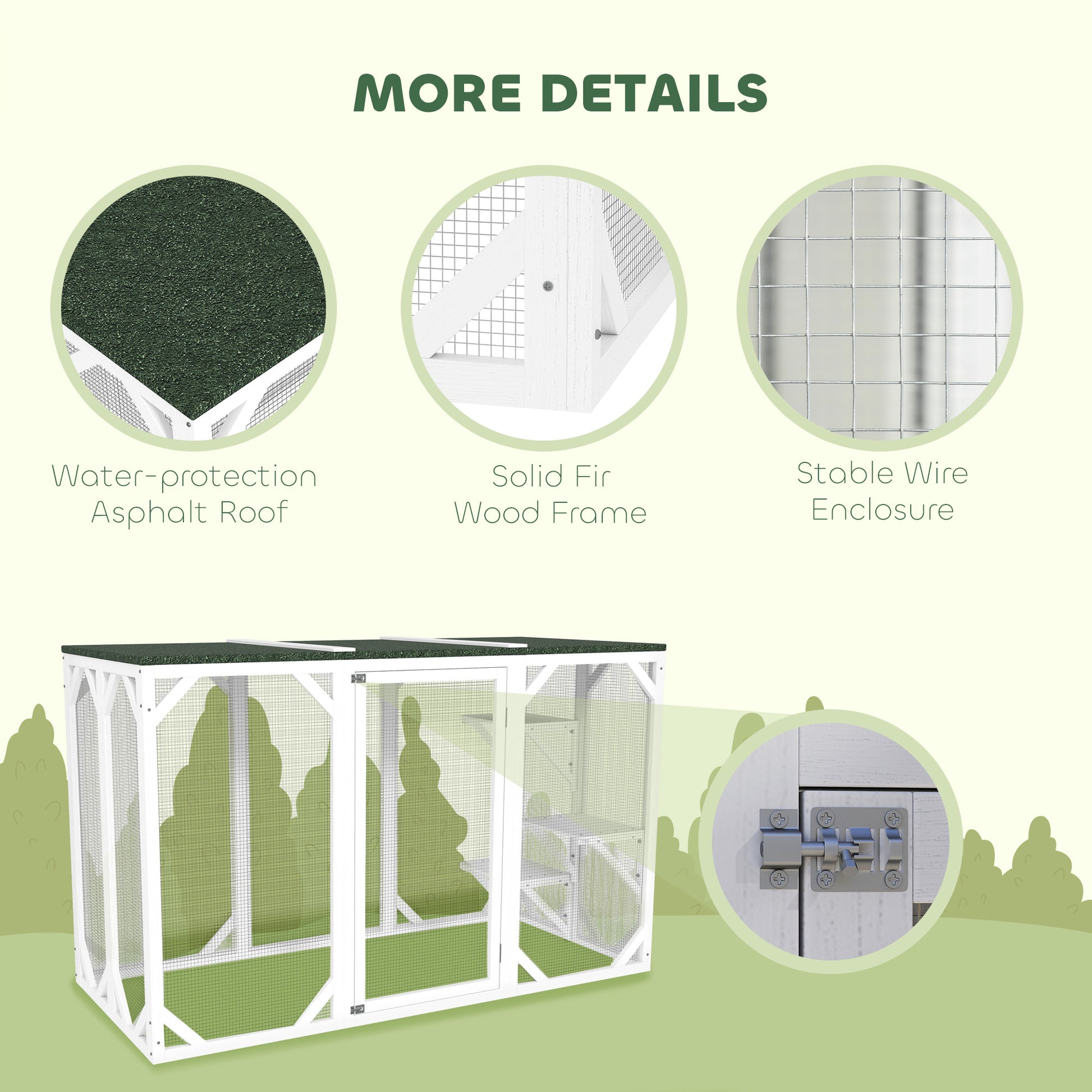 Catio Outdoor Cat Enclosure with Waterproof Roof, Multi-Level Platforms, Lock, White-DECOROLALA