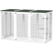 Catio Outdoor Cat Enclosure with Waterproof Roof, Multi-Level Platforms, Lock, White-DECOROLALA
