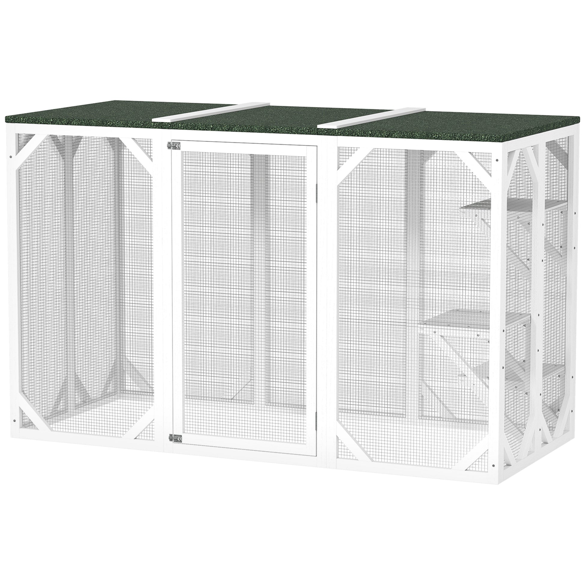 Catio Outdoor Cat Enclosure with Waterproof Roof, Multi-Level Platforms, Lock, White-DECOROLALA