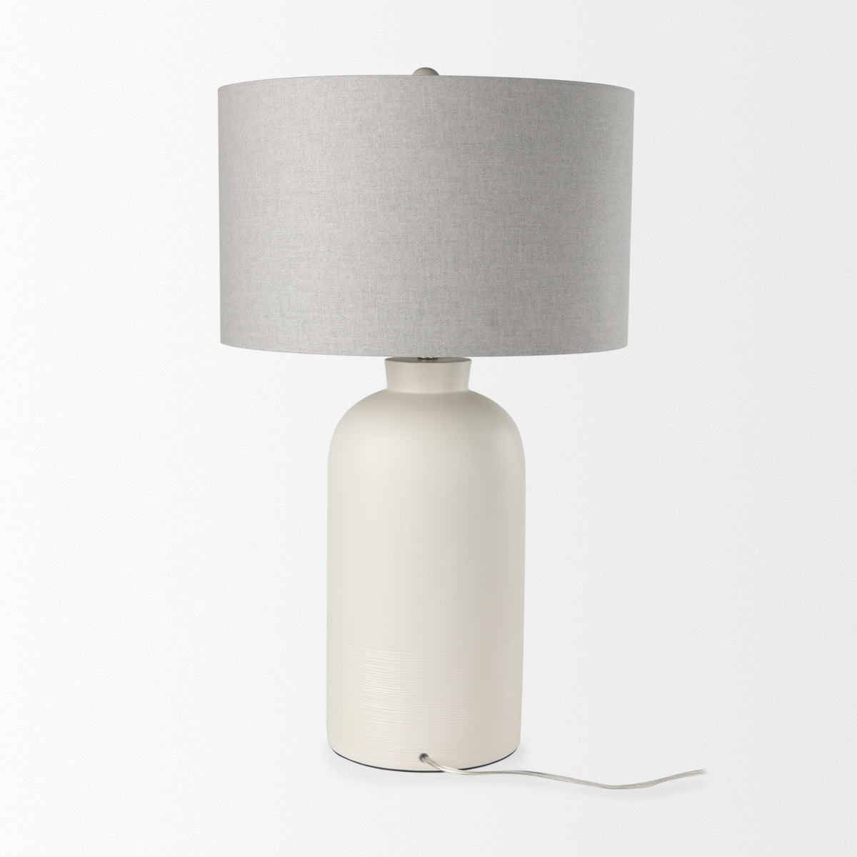 Cato 20.0L x 20.0W x 33.5H Cream Base W/White Shade Table Lamp-Table Lamps-DECOROLALA