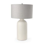 Cato 20.0L x 20.0W x 33.5H Cream Base W/White Shade Table Lamp-Table Lamps-DECOROLALA