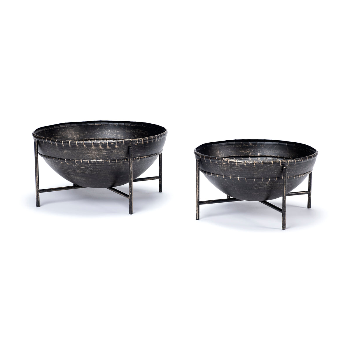 Cauldron (Set of 2) Brown Metal Bowls-Bowls-DECOROLALA