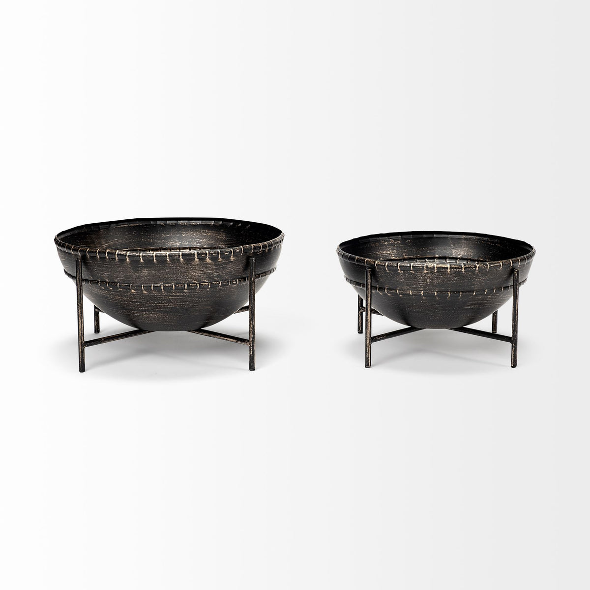 Cauldron (Set of 2) Brown Metal Bowls-Bowls-DECOROLALA