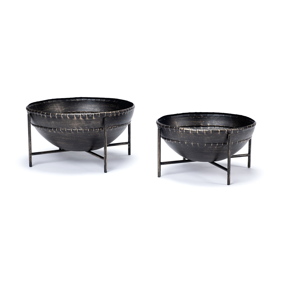 Cauldron (Set of 2) Brown Metal Bowls-Bowls-DECOROLALA