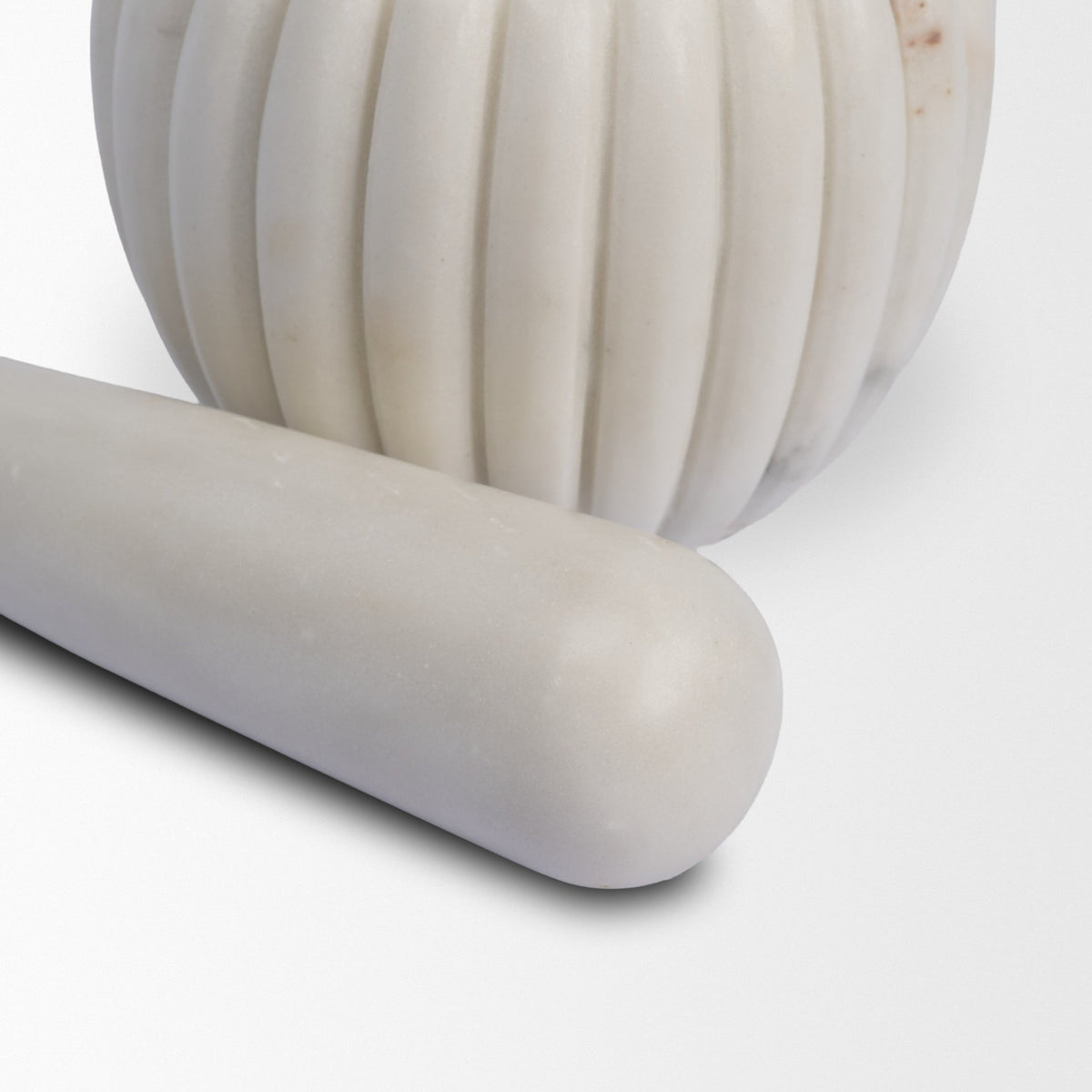 Cava Ribbed White Marble Mortar & Pestle-Objects-DECOROLALA