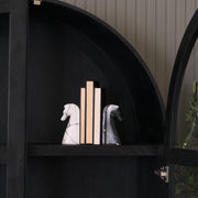Cavalli Black and White Marble Horse Bookends-Bookends-DECOROLALA