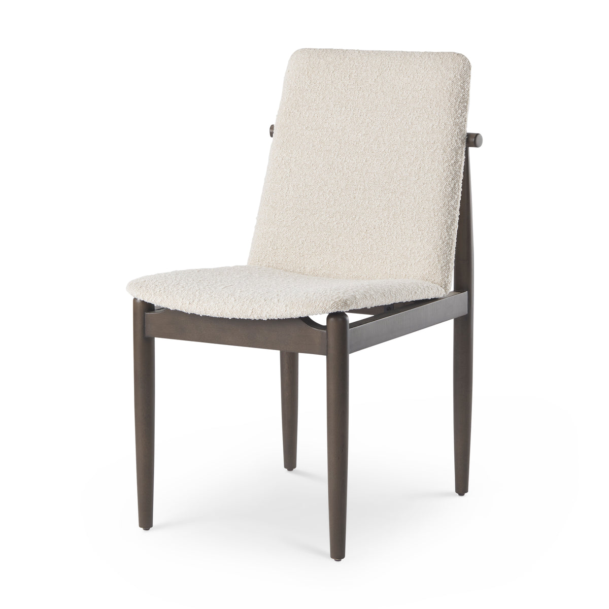 Cavett Curved Back Dining Side Chair | Cream Boucle w/ Dark Wood-Dining Chairs-DECOROLALA