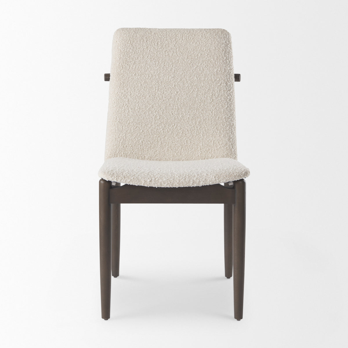 Cavett Curved Back Dining Side Chair | Cream Boucle w/ Dark Wood-Dining Chairs-DECOROLALA