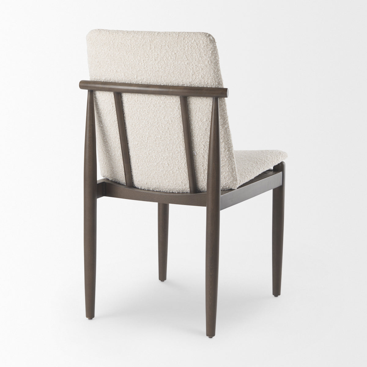Cavett Curved Back Dining Side Chair | Cream Boucle w/ Dark Wood-Dining Chairs-DECOROLALA