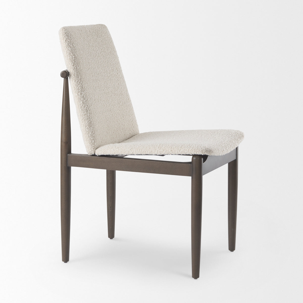 Cavett Curved Back Dining Side Chair | Cream Boucle w/ Dark Wood-Dining Chairs-DECOROLALA