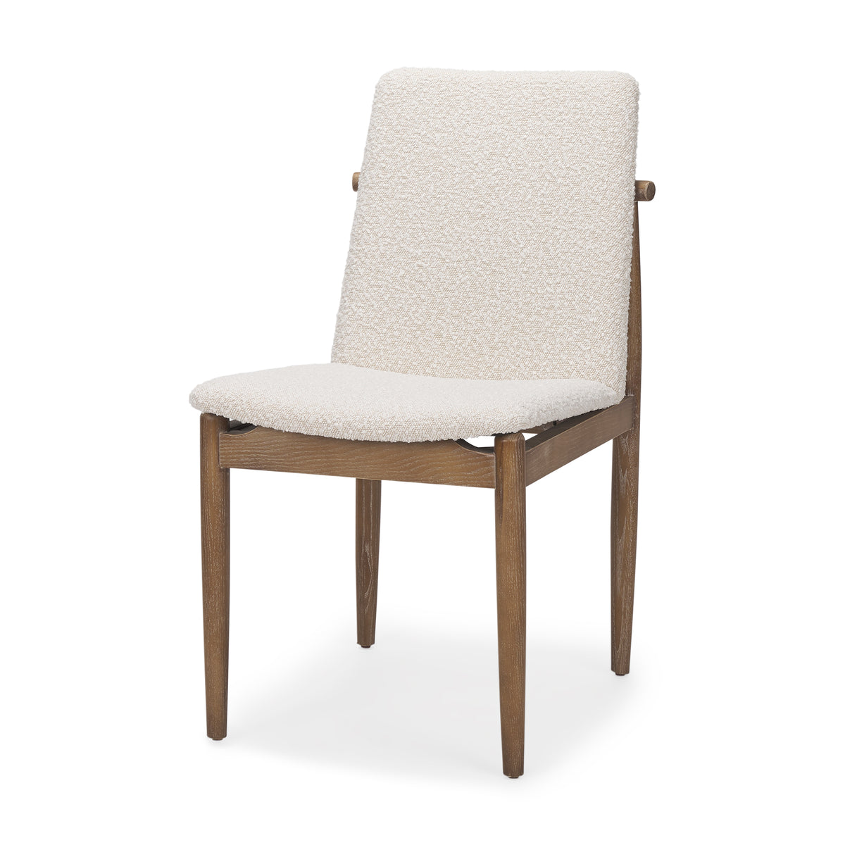 Cavett Curved Back Dining Side Chair | Cream Boucle w/ Wood-Dining Chairs-DECOROLALA