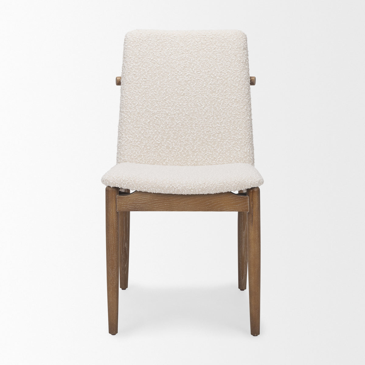 Cavett Curved Back Dining Side Chair | Cream Boucle w/ Wood-Dining Chairs-DECOROLALA