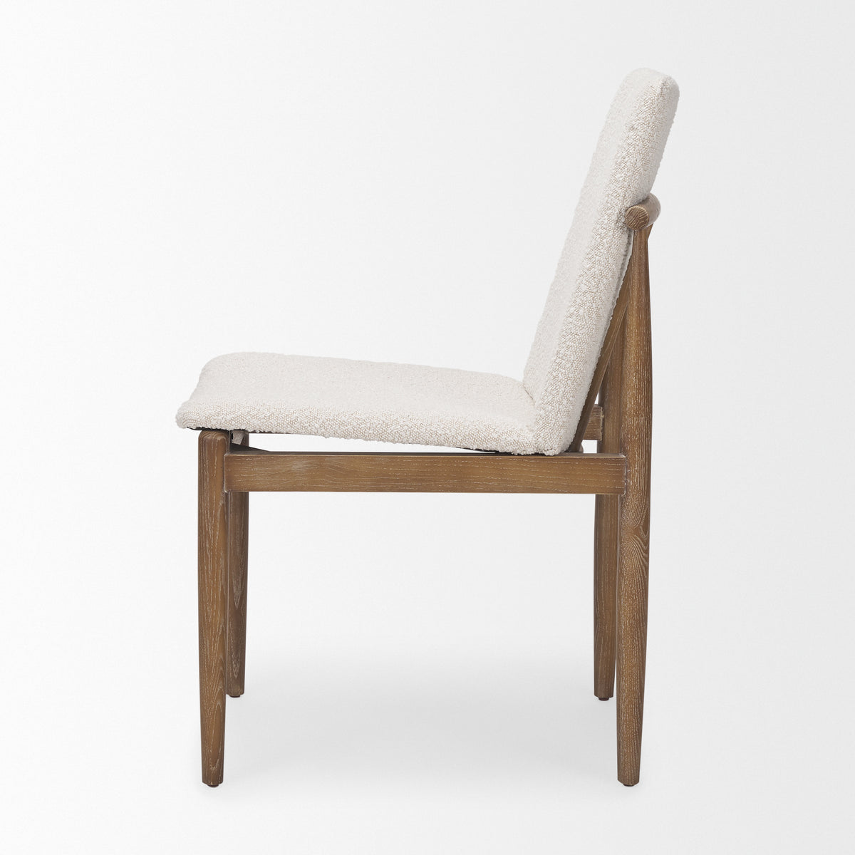 Cavett Curved Back Dining Side Chair | Cream Boucle w/ Wood-Dining Chairs-DECOROLALA