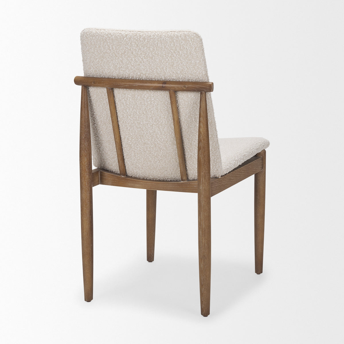 Cavett Curved Back Dining Side Chair | Cream Boucle w/ Wood-Dining Chairs-DECOROLALA