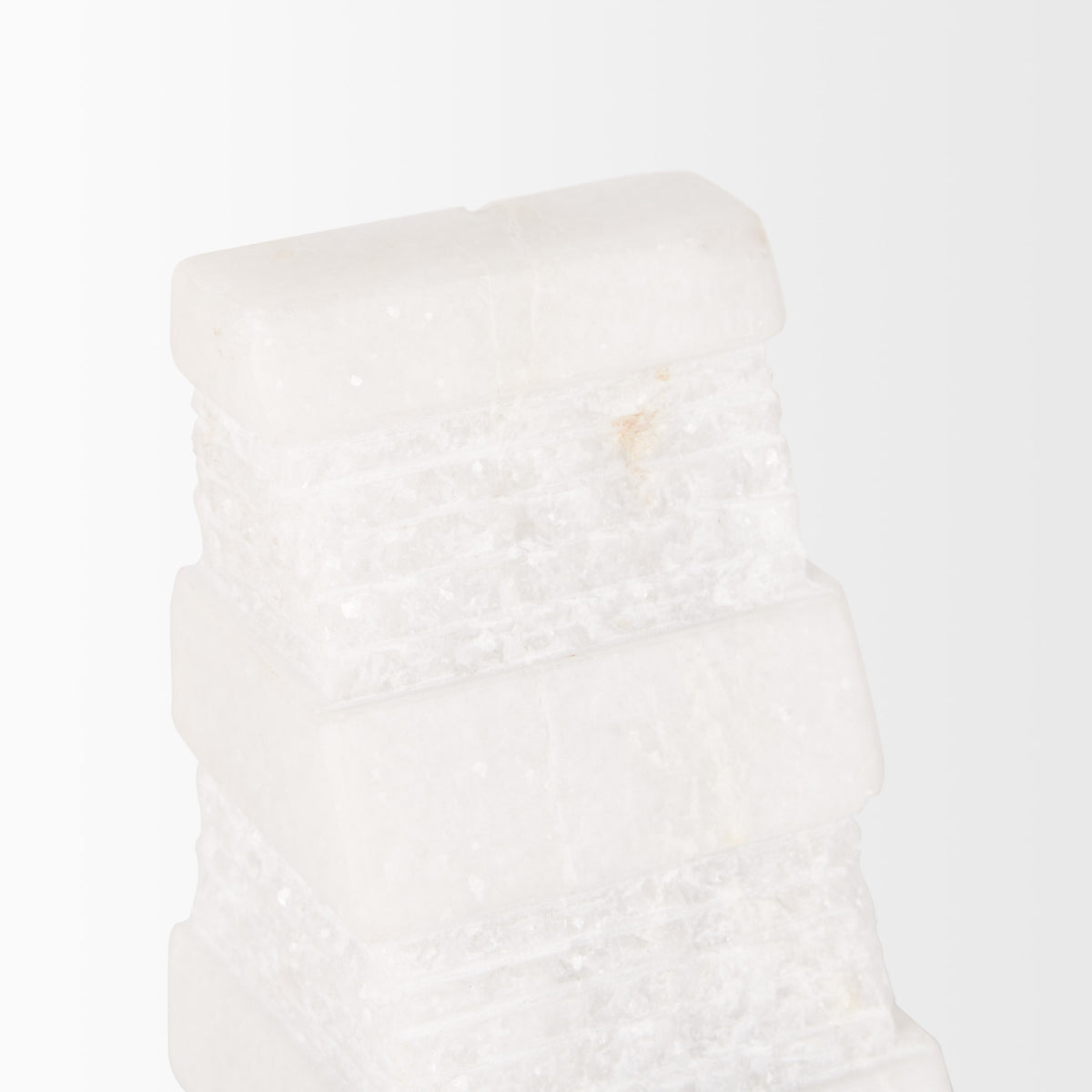 Cavetto White Marble Bookends w/rough carving S/2-Bookends-DECOROLALA