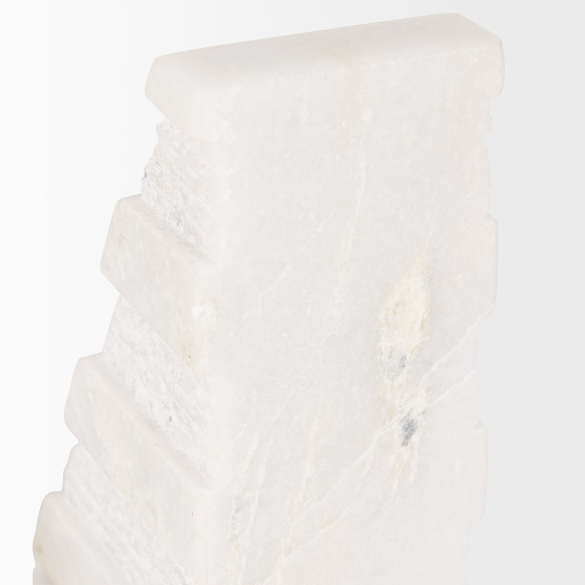 Cavetto White Marble Bookends w/rough carving S/2-Bookends-DECOROLALA