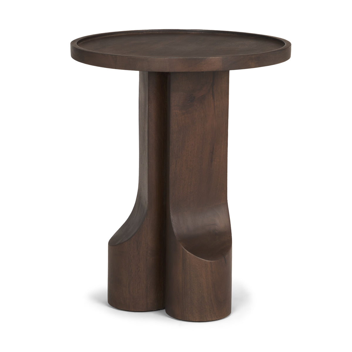 Cayson Dark Brown Sculptural Round Accent Table-Accent Tables-DECOROLALA