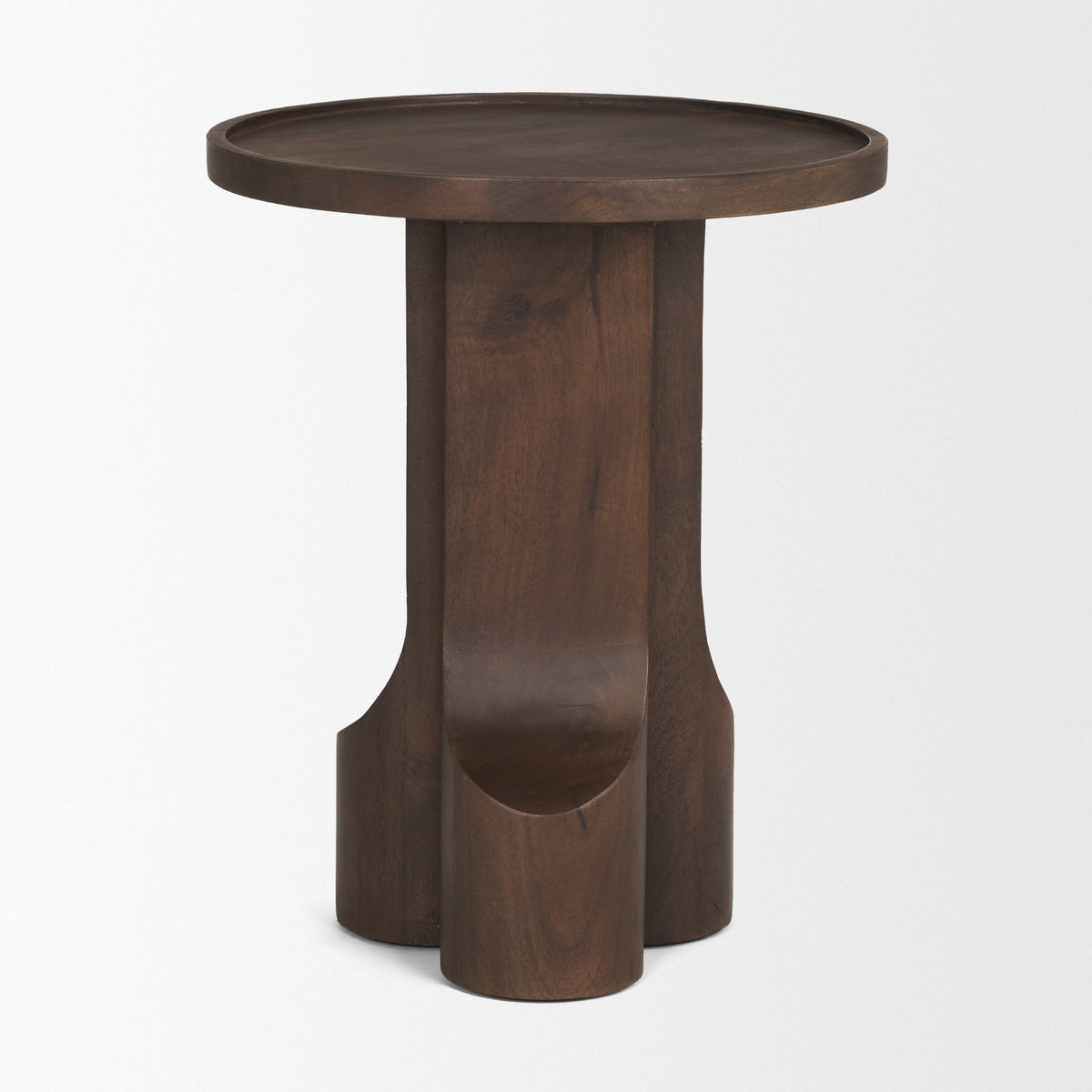 Cayson Dark Brown Sculptural Round Accent Table-Accent Tables-DECOROLALA