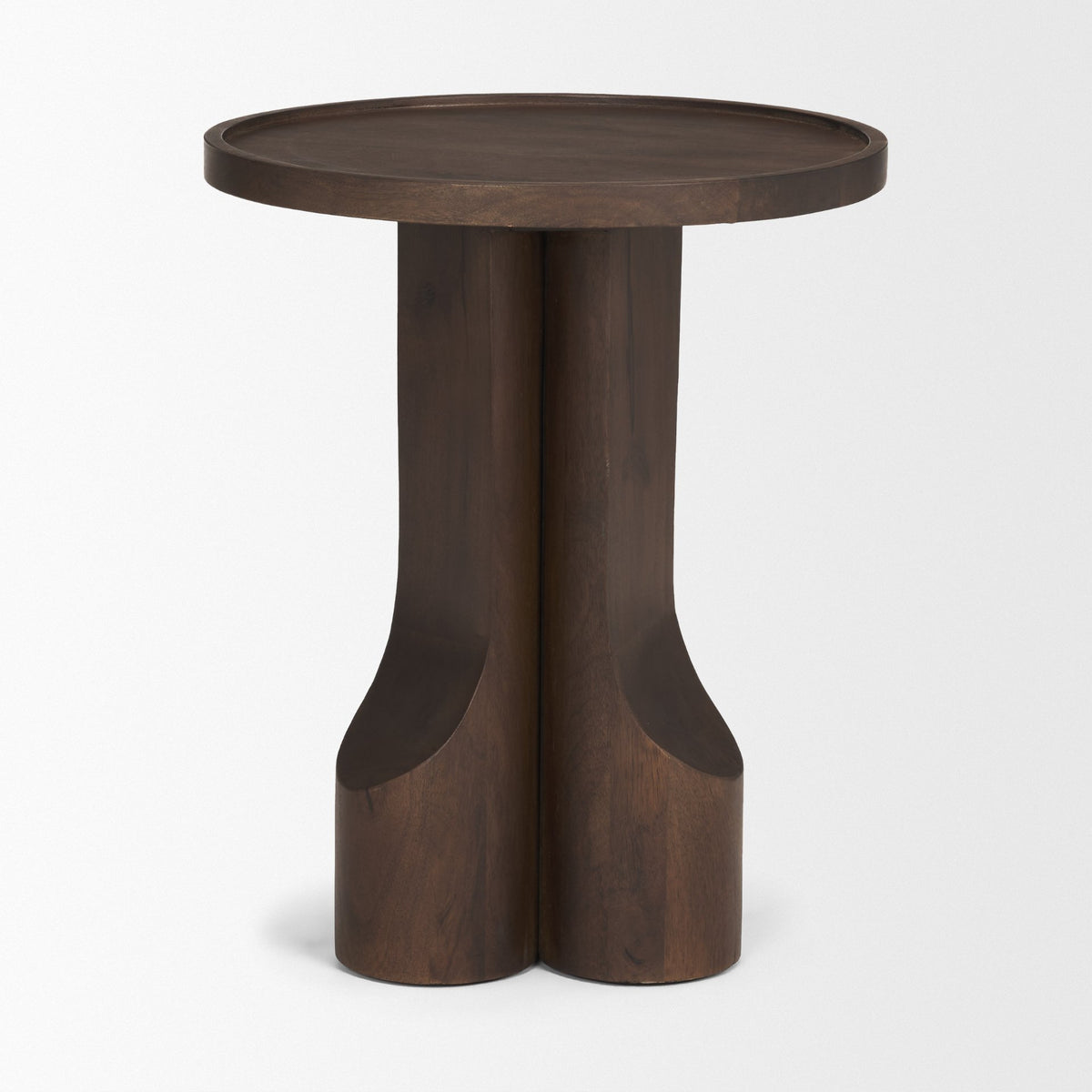 Cayson Dark Brown Sculptural Round Accent Table-Accent Tables-DECOROLALA