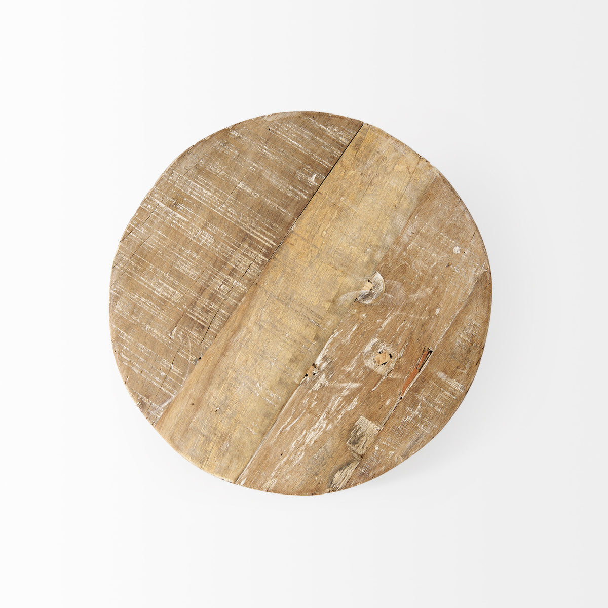Cedric 15L x 15W x 4.5H Round Light Brown Wood w/ Black Metal Legs Decorative Display Stand-Trays-DECOROLALA