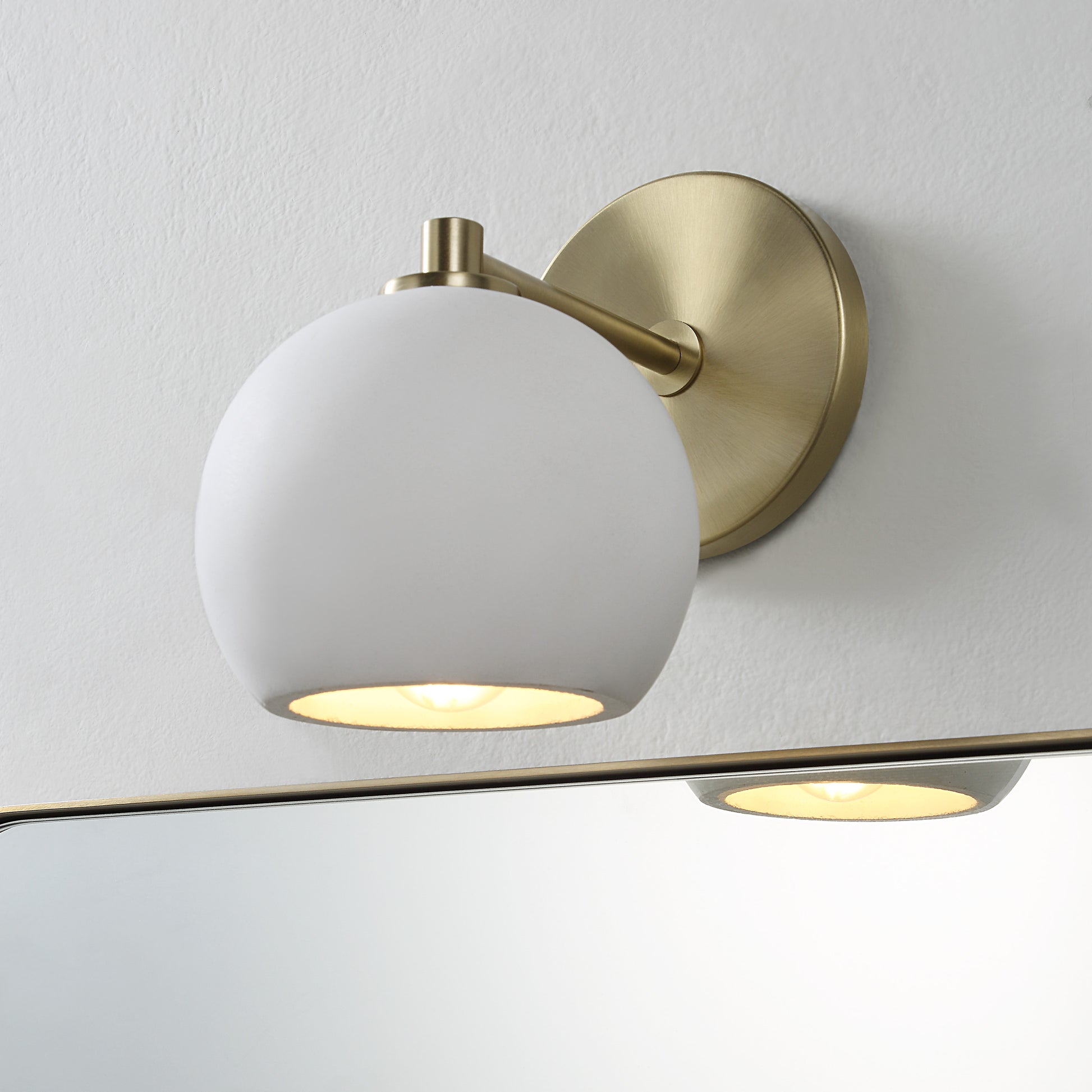 Cela 7.67" Wall Sconce, Concrete, Brass-Wall Sconce-DECOROLALA