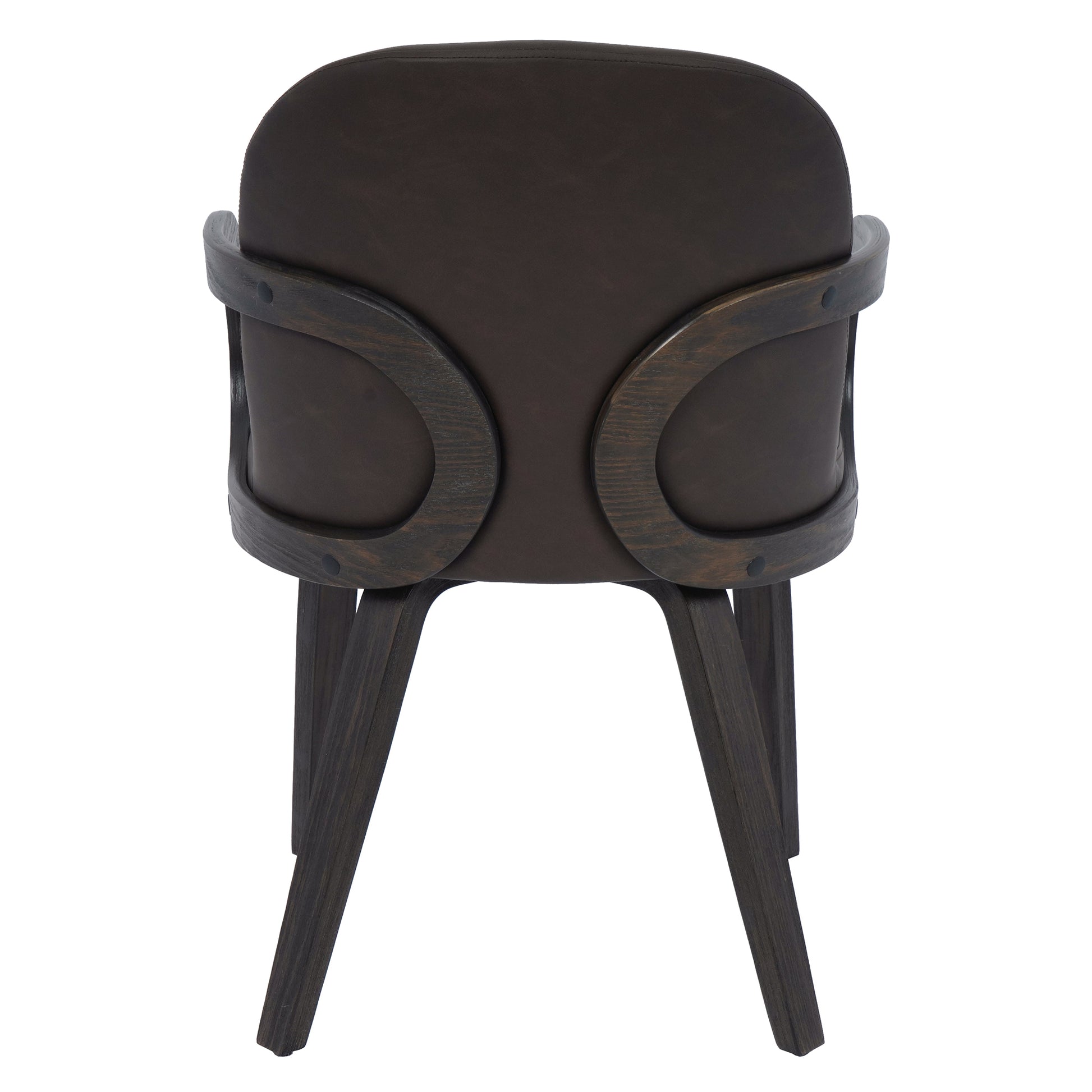 Celest Dining Chair - Brown Faux Leather Mid-Century Modern-DECOROLALA