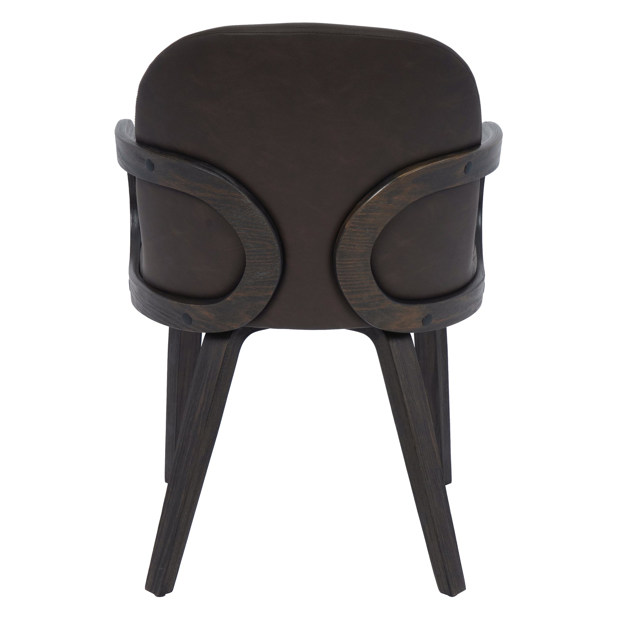 Celest Dining Chair - Brown Faux Leather Mid-Century Modern-DECOROLALA