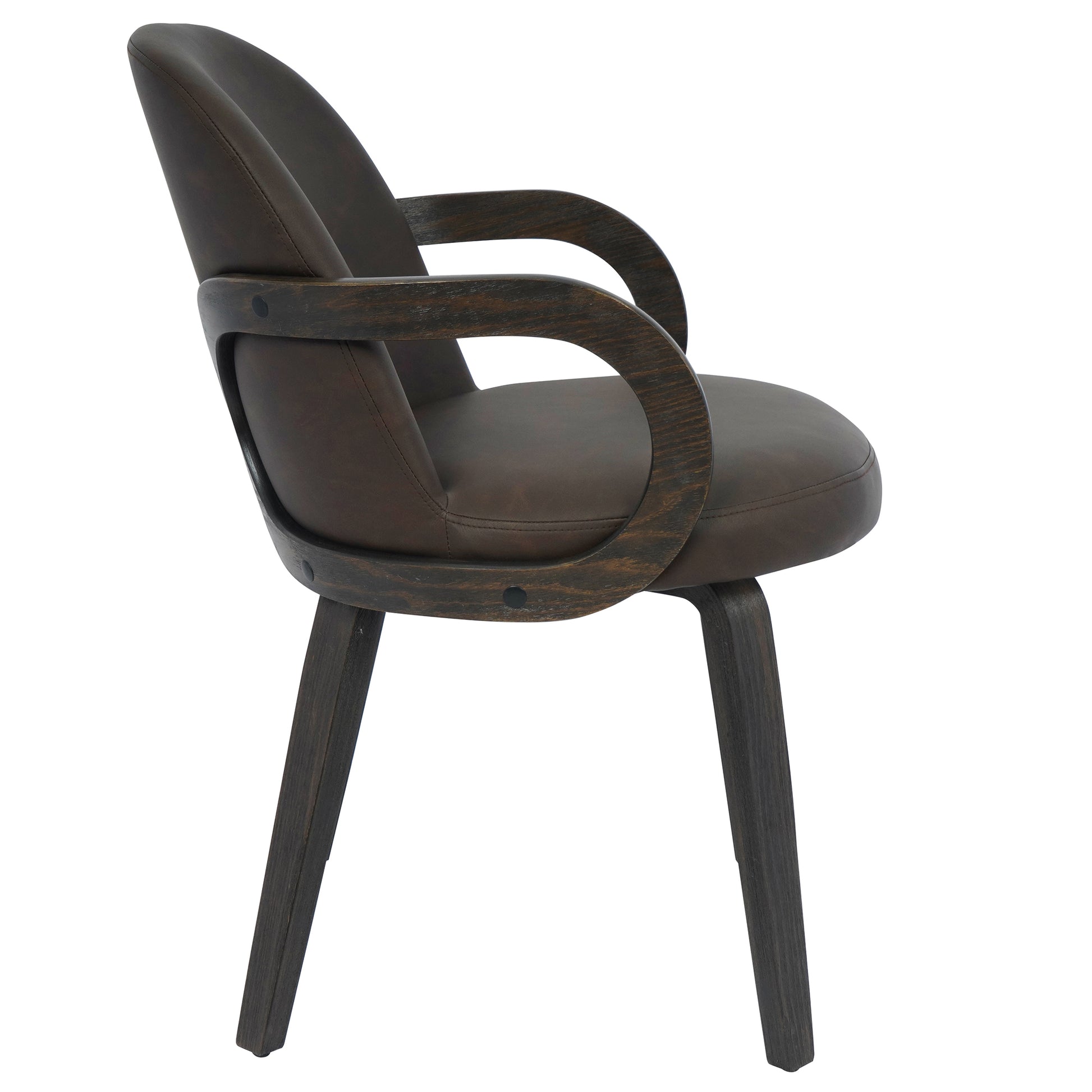Celest Dining Chair - Brown Faux Leather Mid-Century Modern-DECOROLALA
