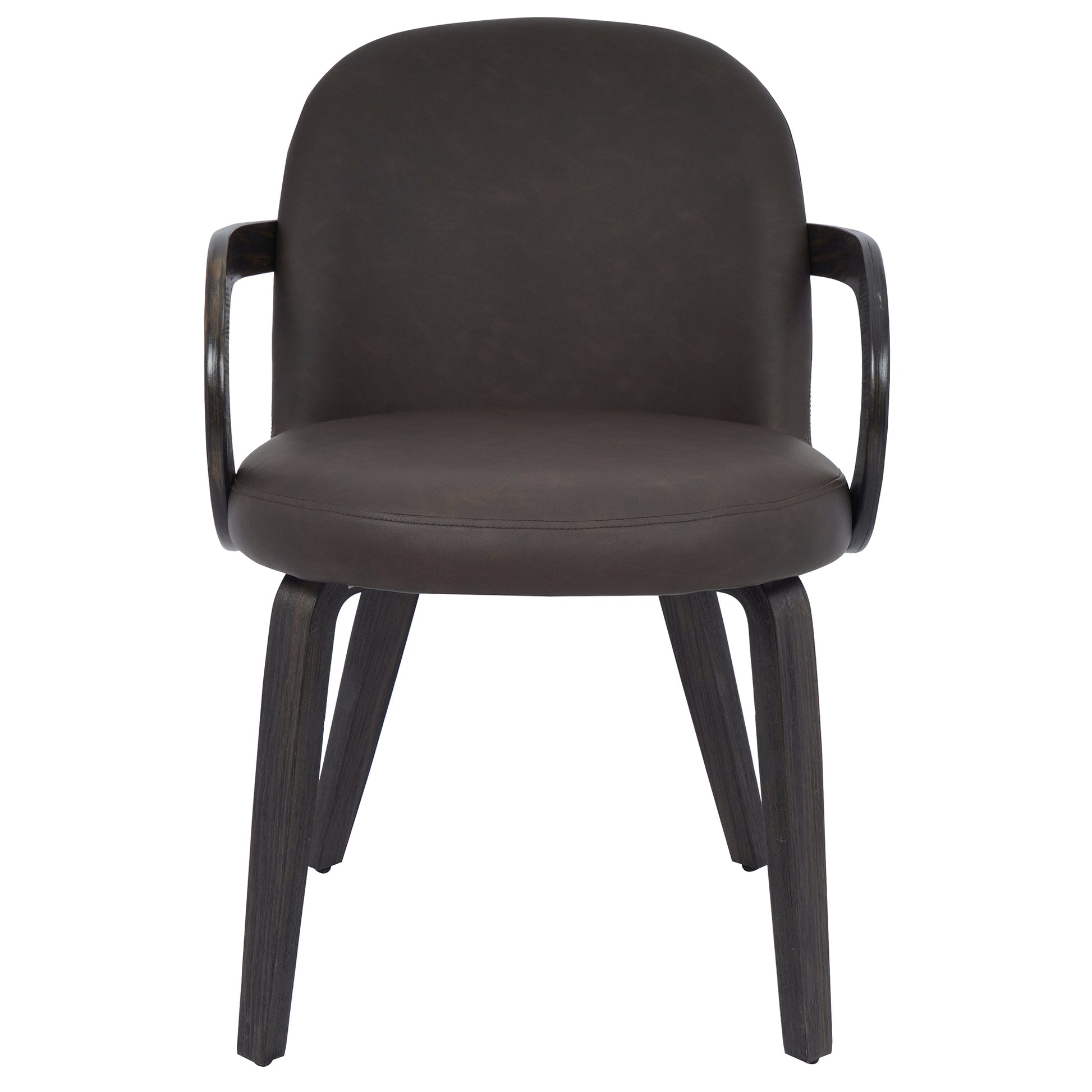 Celest Dining Chair - Brown Faux Leather Mid-Century Modern-DECOROLALA