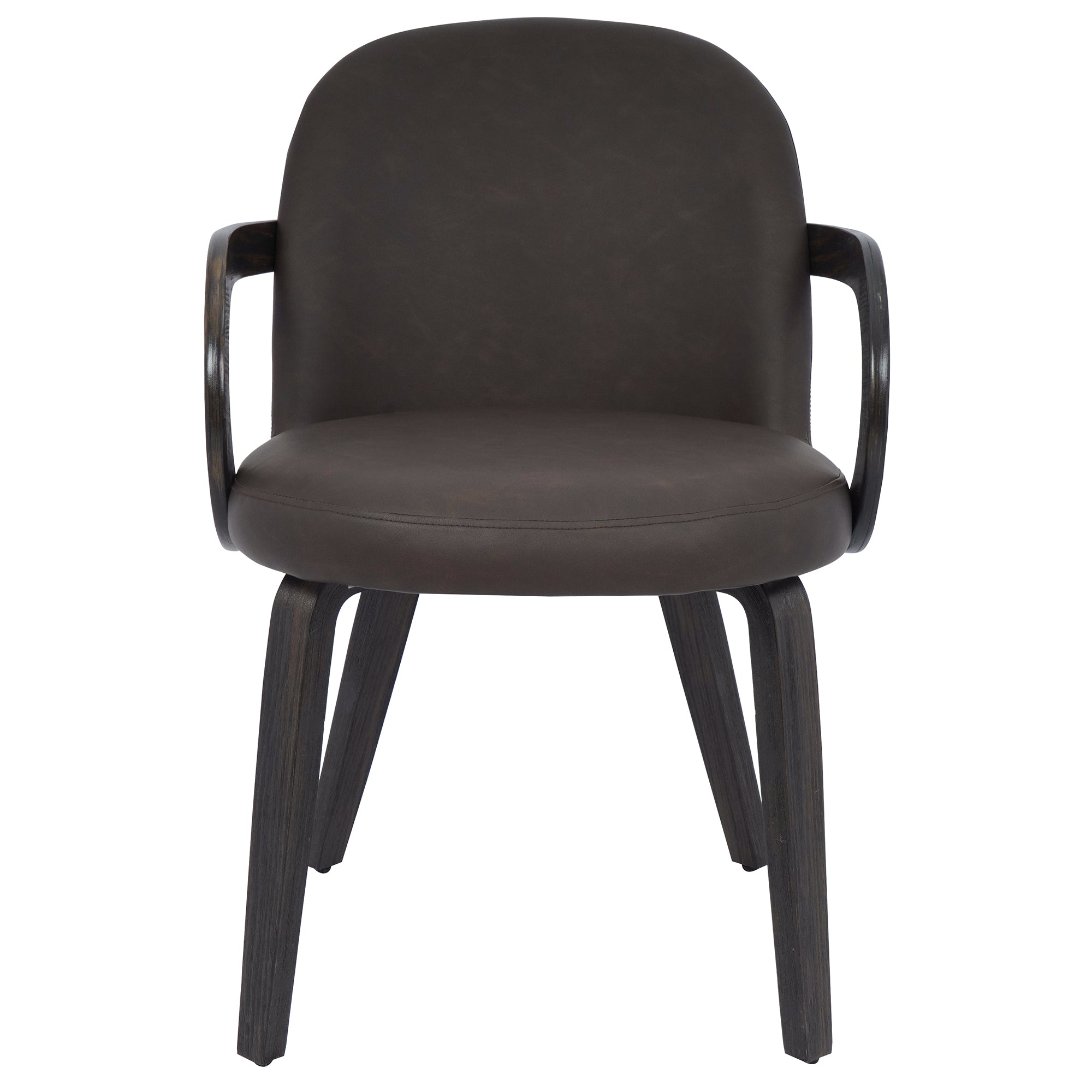 Celest Dining Chair - Brown Faux Leather Mid-Century Modern-DECOROLALA