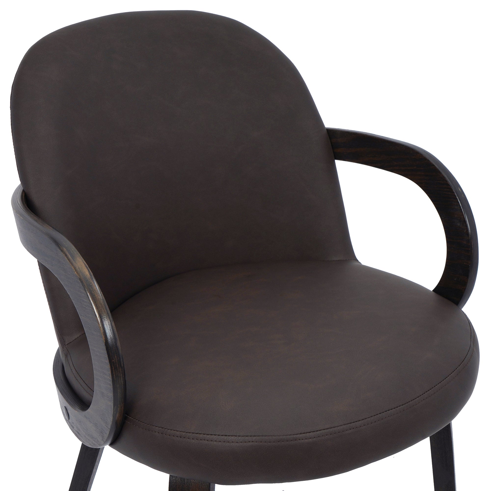 Celest Dining Chair - Brown Faux Leather Mid-Century Modern-DECOROLALA