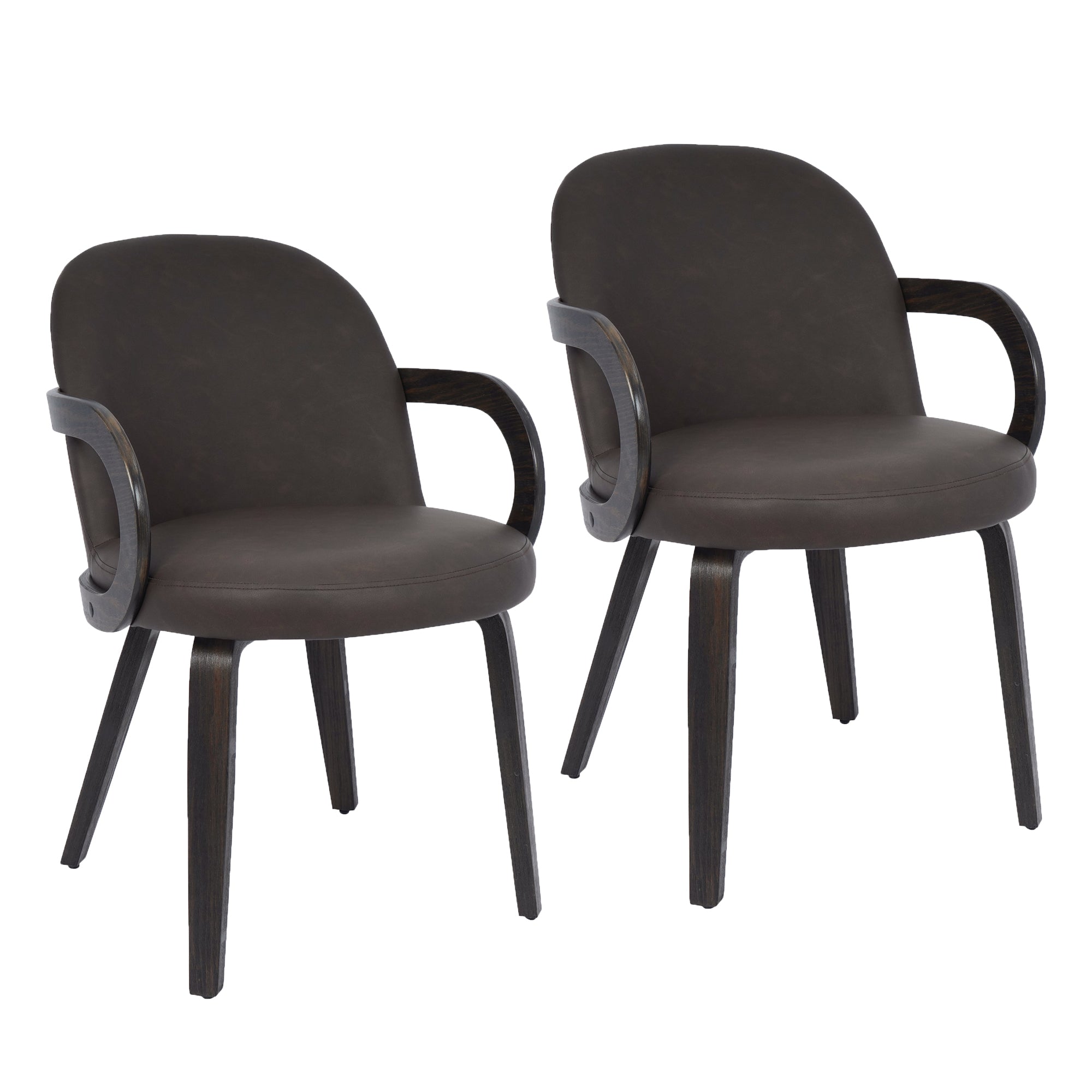 Celest Dining Chair - Brown Faux Leather Mid-Century Modern-DECOROLALA
