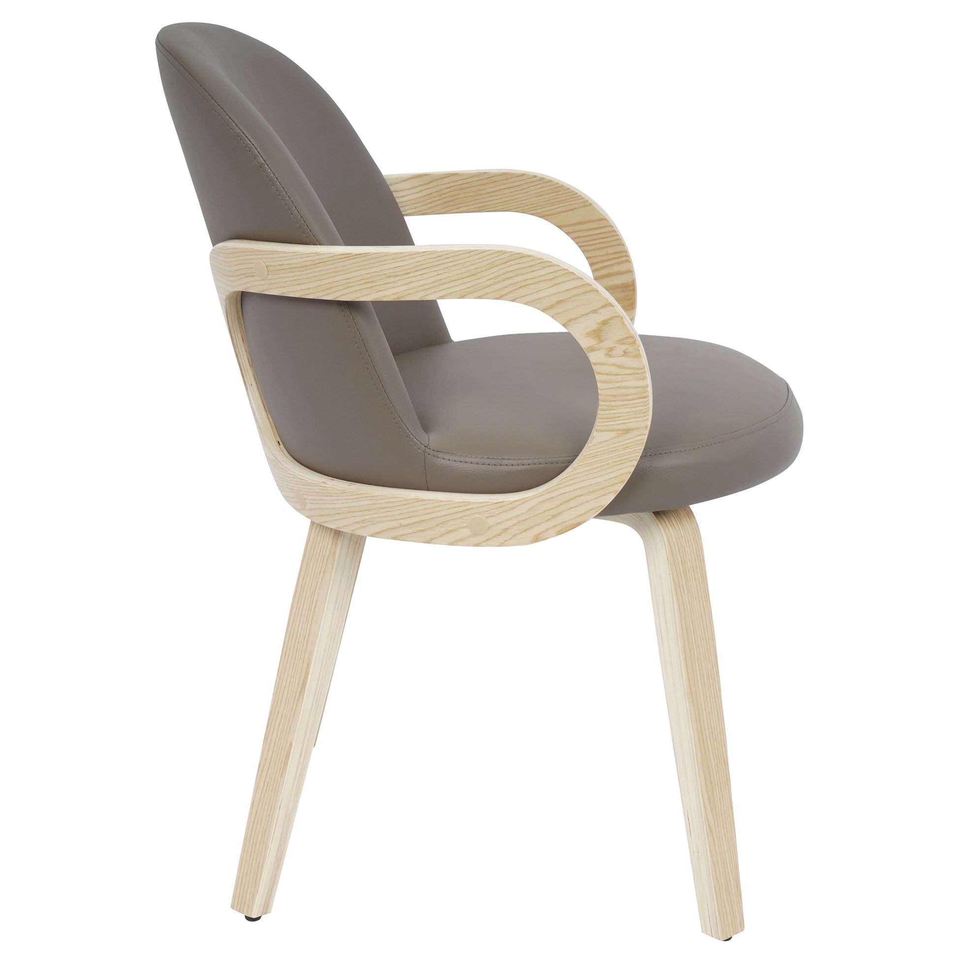Celest Dining Chair - Dark Taupe Faux Leather Bentwood Frame-DECOROLALA