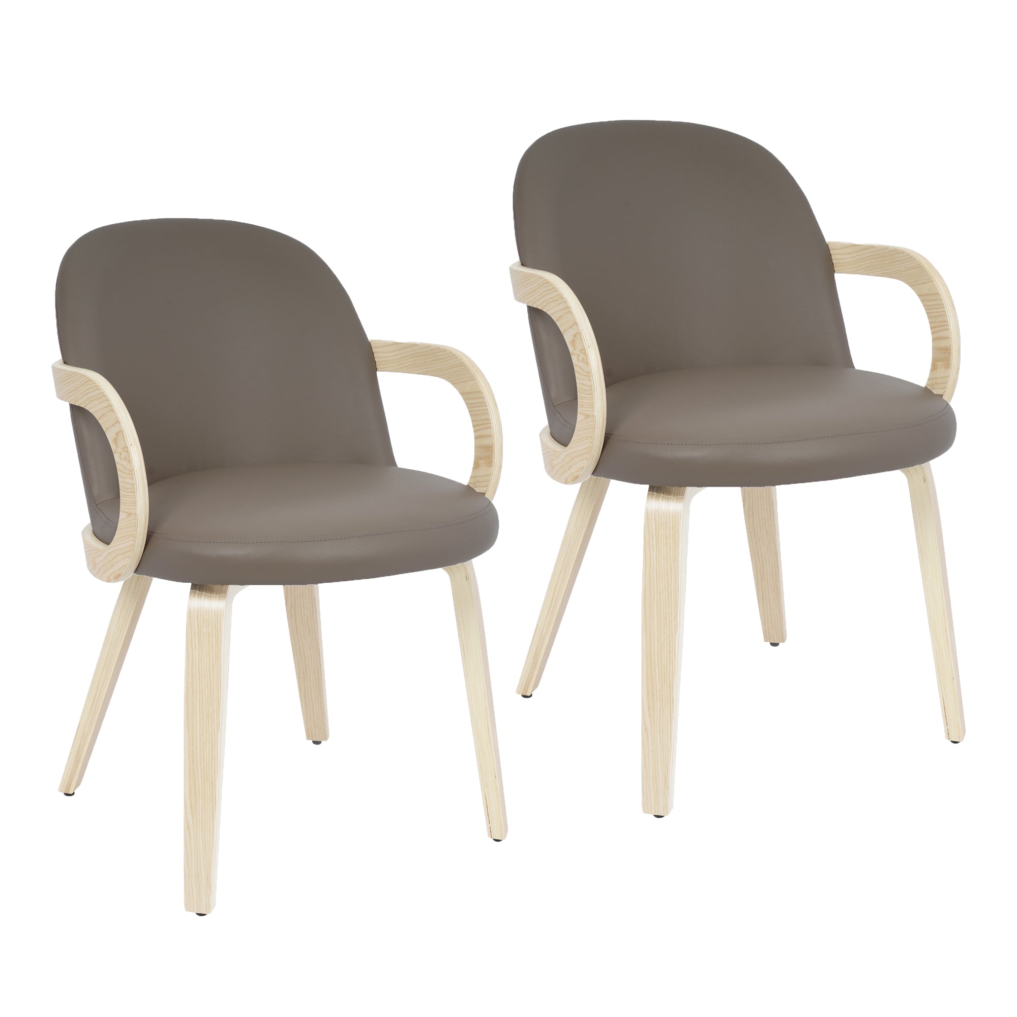 Celest Dining Chair - Dark Taupe Faux Leather Bentwood Frame-DECOROLALA