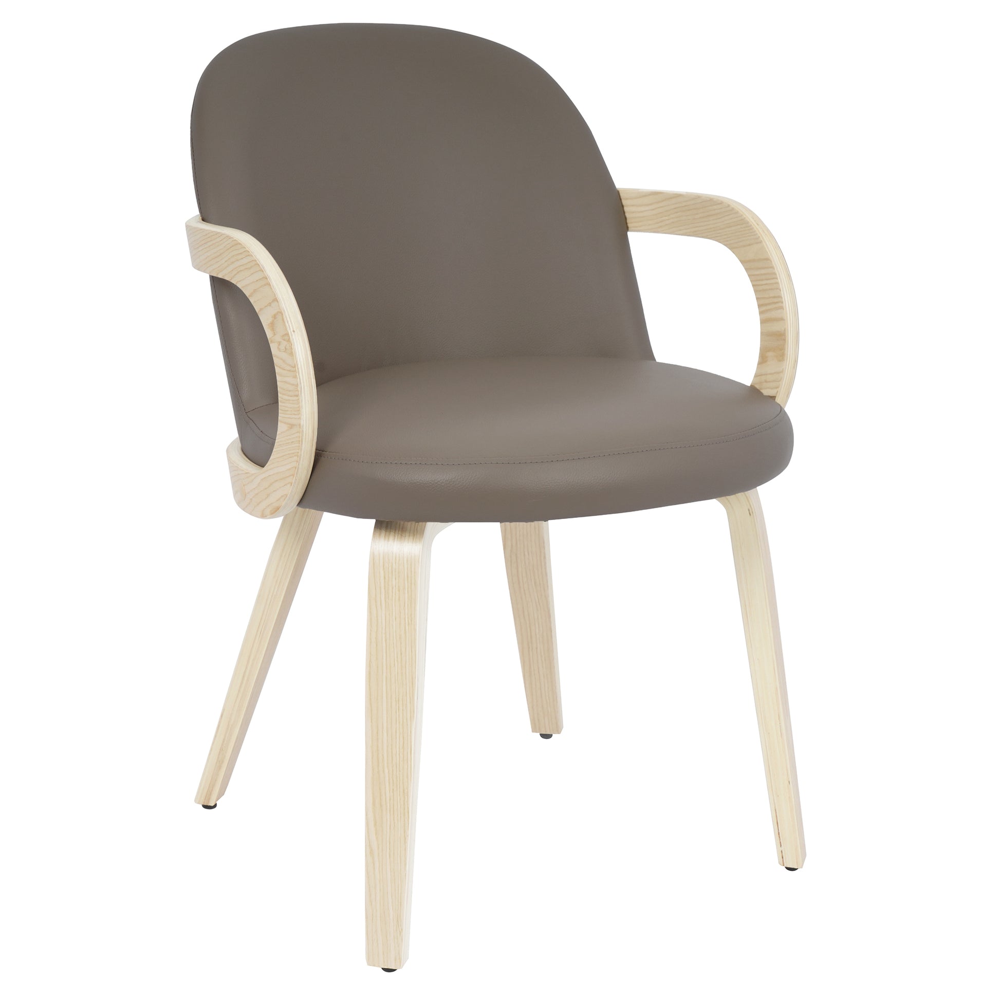Celest Dining Chair - Dark Taupe Faux Leather Bentwood Frame-DECOROLALA