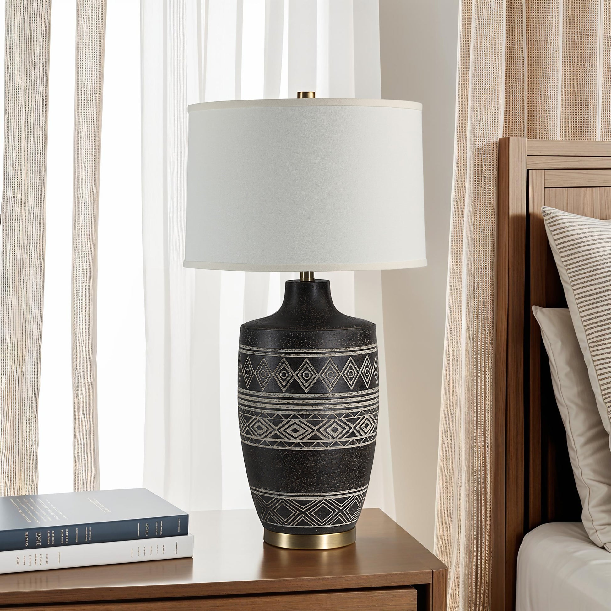 Ceniza 30.5" Table Lamp Black Geometric-Table Lamp-DECOROLALA