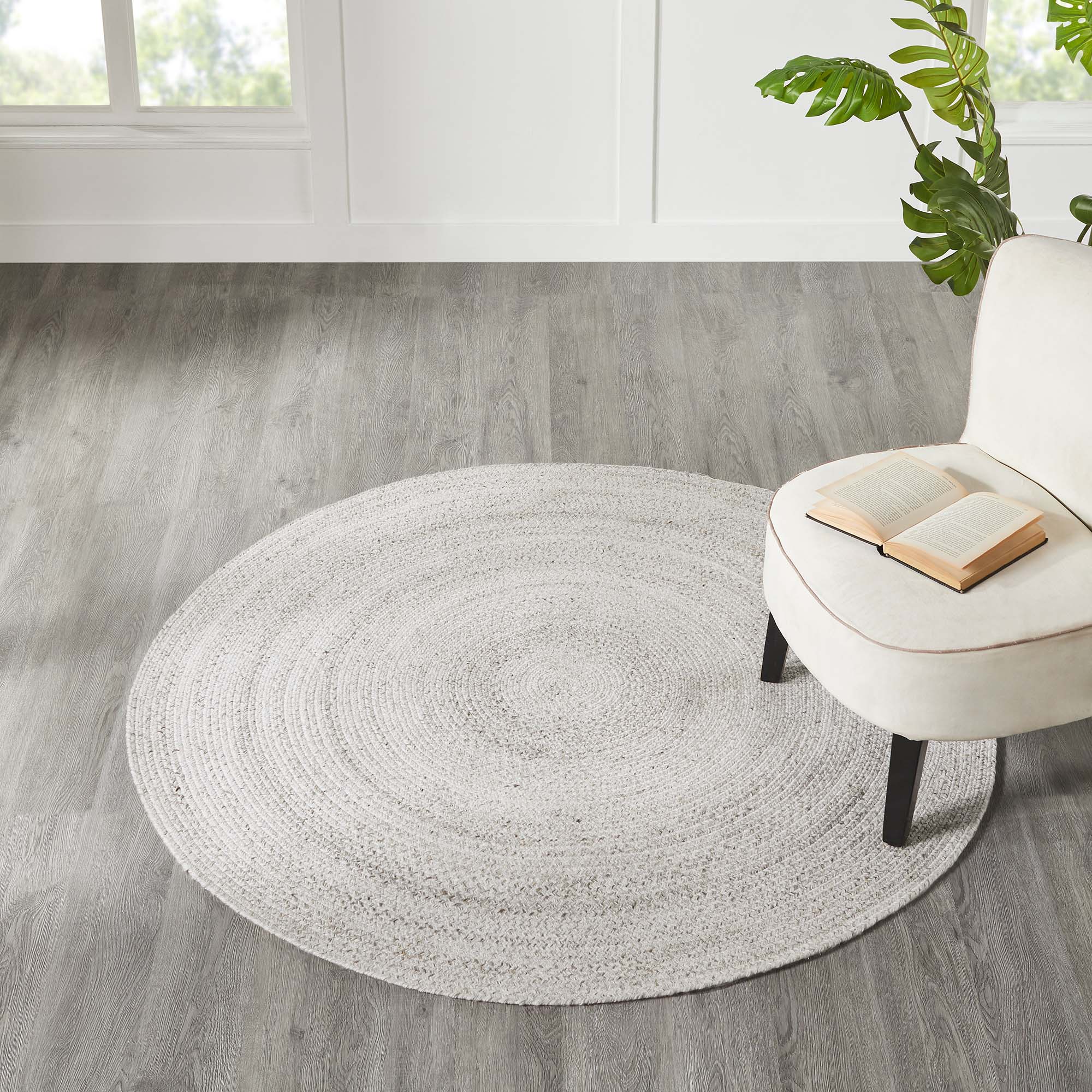 Cercola Ivory Hand Woven Round Rug-Indoor Rug-DECOROLALA