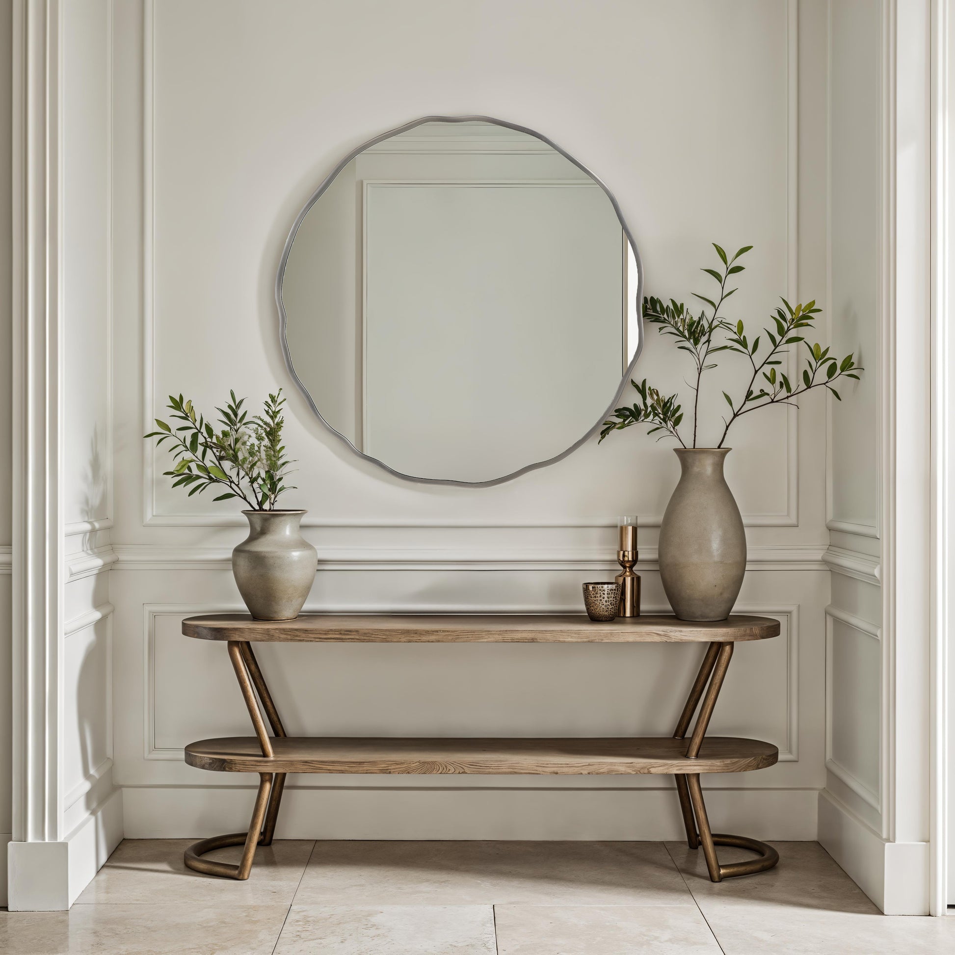 Cerro 30" H x 30" W Wall Mirror, Silver-Mirror-DECOROLALA