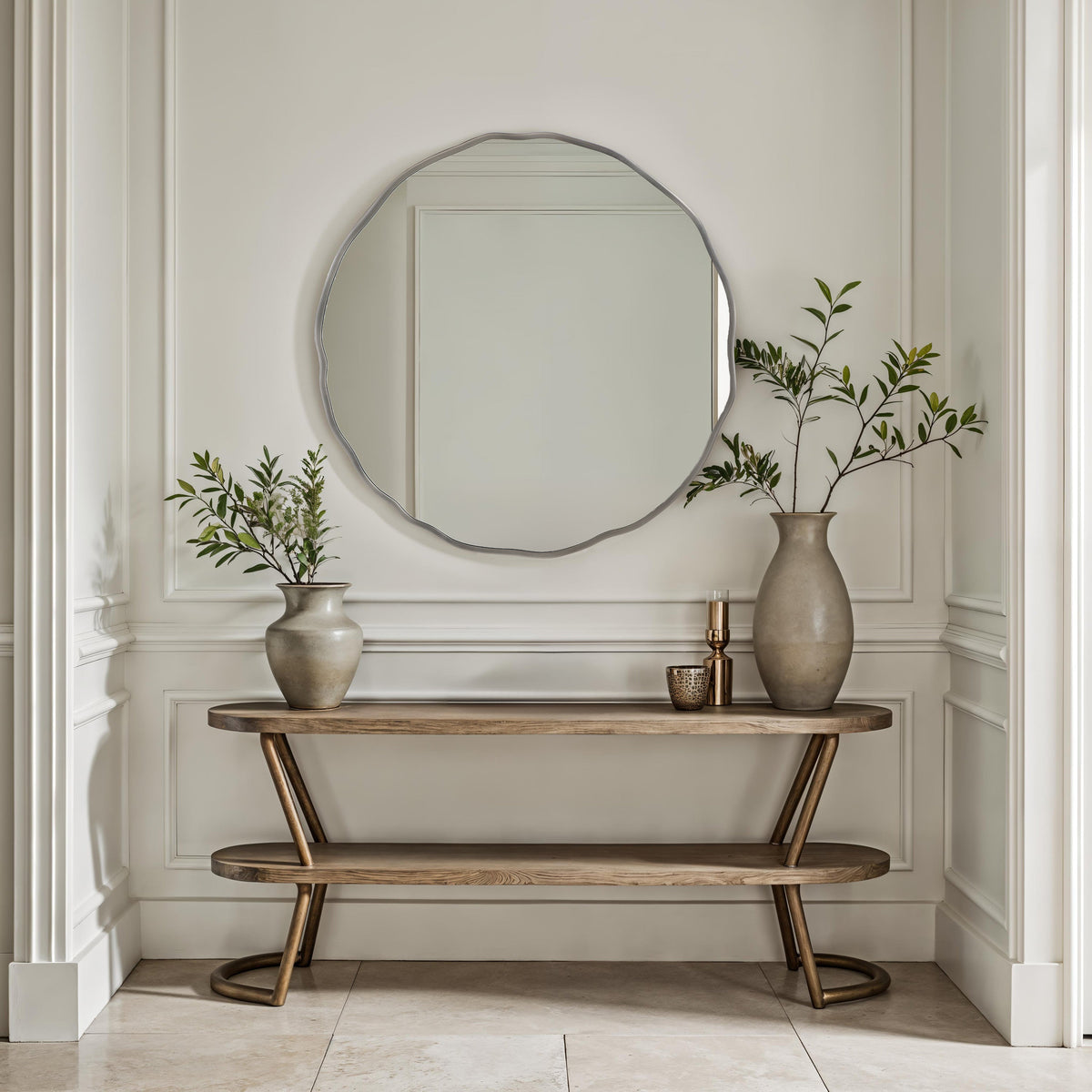 Cerro 30" H x 30" W Wall Mirror, Silver-Mirrors-DECOROLALA