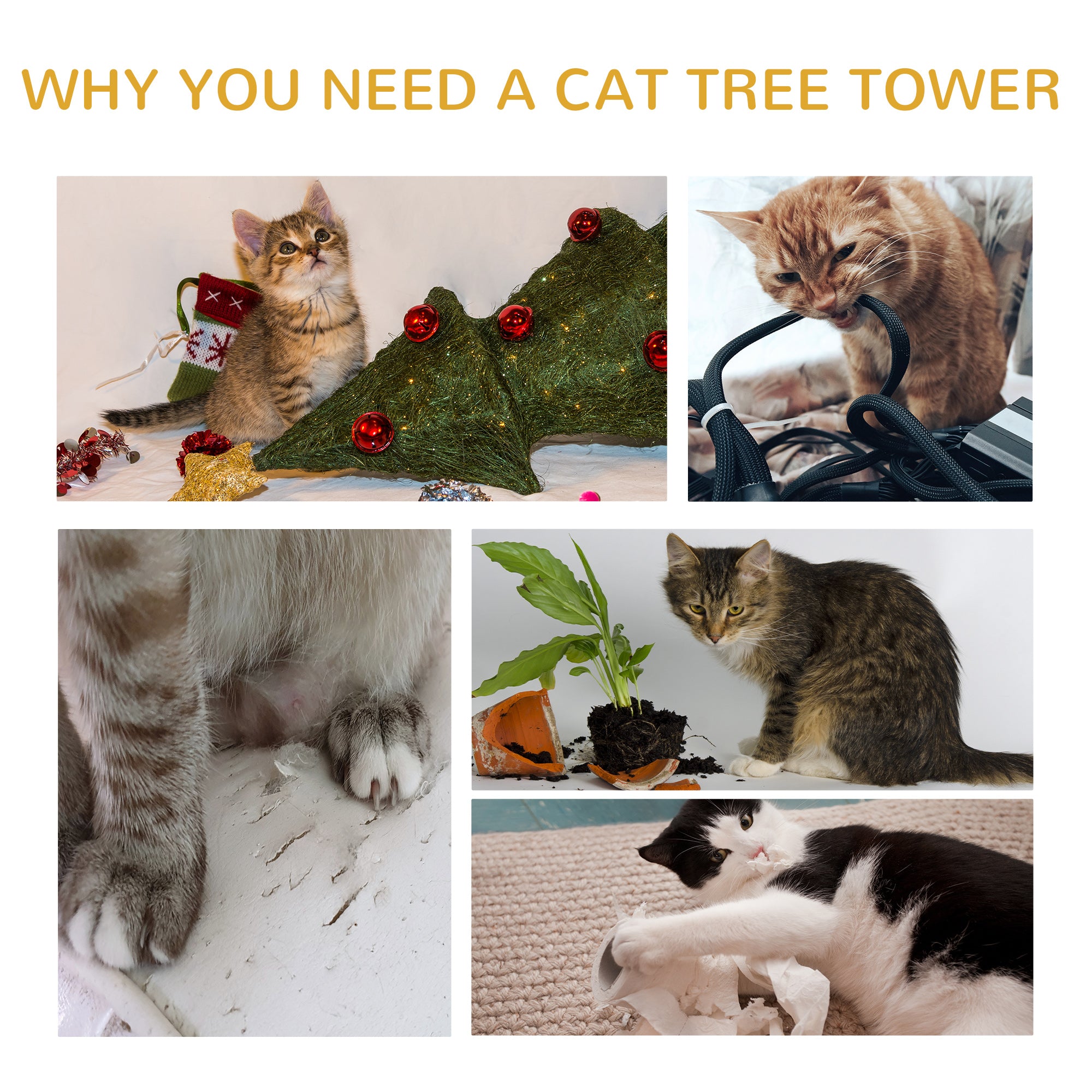 Arbre à chat, tour pour chat avec poteau à griffer recouvert de sisal, lit pour chat, coussin et plateforme, 18" x 18" x 36", bleu clair