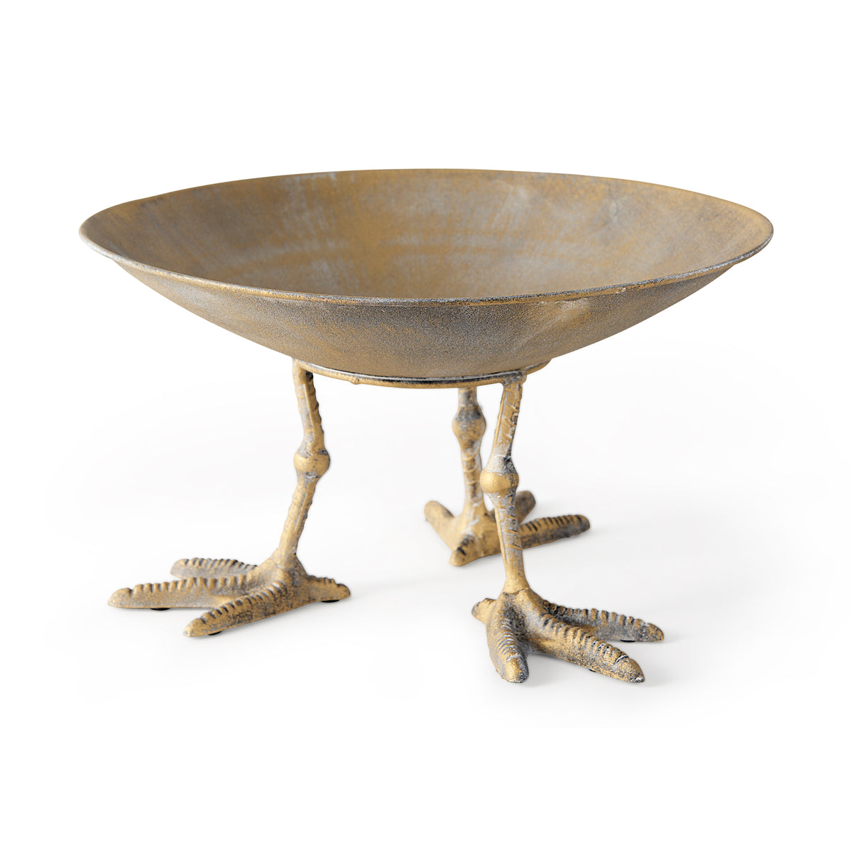 Chadwick II 13L x 13W Gold Metal Webbed Feet Bowl-Bowls-DECOROLALA